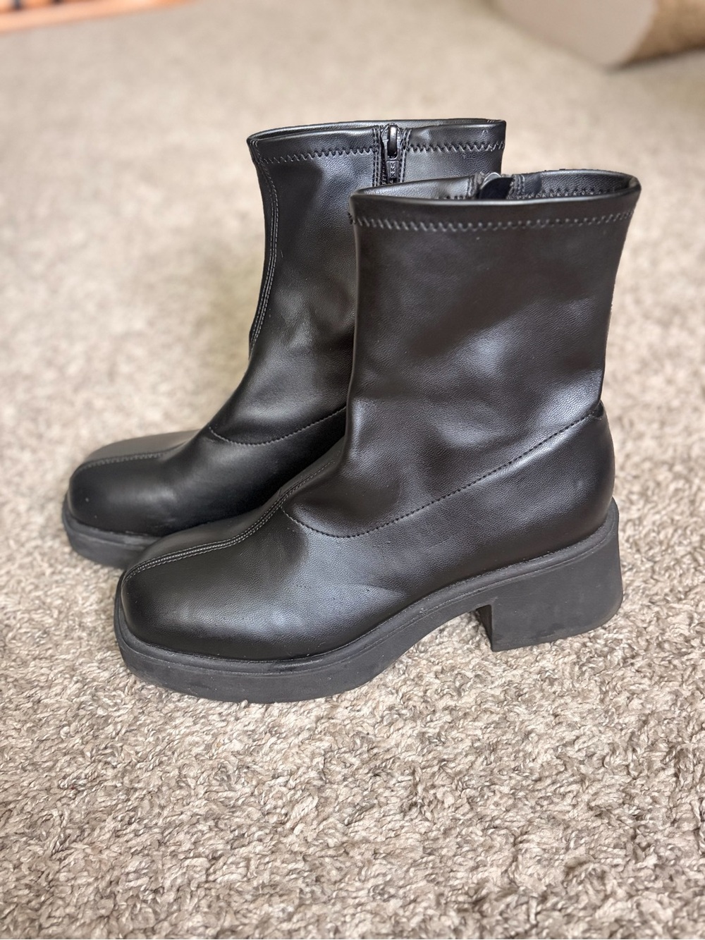 Wild Fable Black Square Toe Platform Ankle Boots